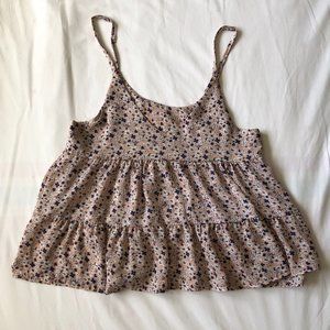 Reversible floral crop tank top blouse